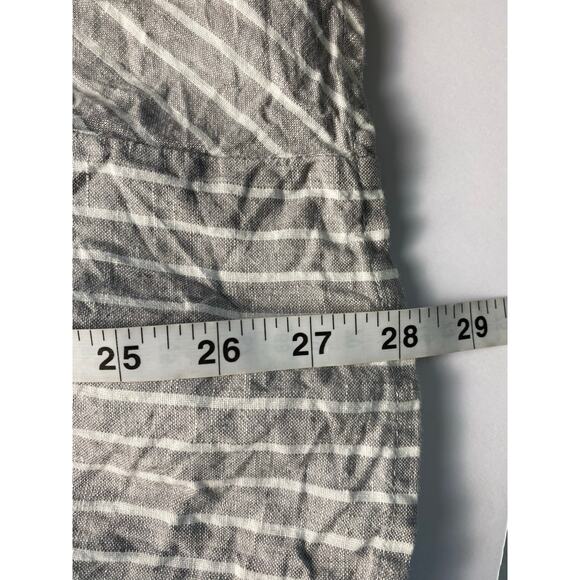 Jones New York Gray White Striped 100% Linen Asymmetrical Tunic Size Medium - Picture 6 of 7